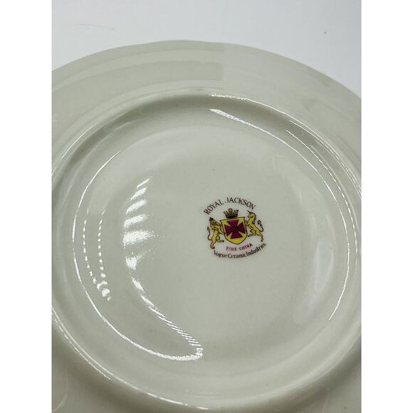 Royal Jackson Fine China Set Of 4 Teacup And Saucer Flower W/ Gold Trim - Picture 11 of 12